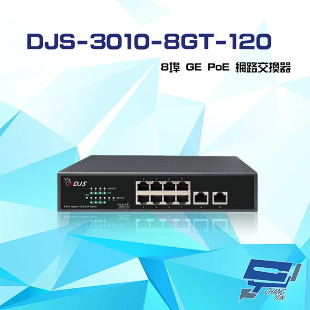 CHANG YUN 昌運 DJS-3010-8GT-120 8埠 10/100/1000Mbps GE PoE 網路交換器(PFS3010-8GT-96出貨)