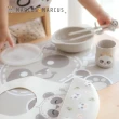 【MARCUS&MARCUS】幼兒學習餐具豪華5件組-貓熊款(圍兜+手握叉匙+吸盤碗含蓋+訓練杯+餐墊)