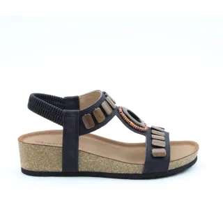 【heavenlyfeet】英國舒適品牌民族風工字楔型涼鞋-MADRID(黑色)
