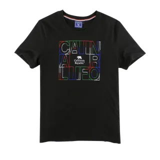 【California Republic】CR都會普普風多彩線條男圓領棉TEE
