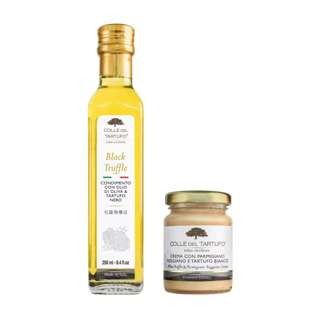 【Colle del Tartufo 柯爾德】白松露帕馬森起司醬90g+松露橄欖油250ml(義大利私廚配方讓你一秒變大廚)
