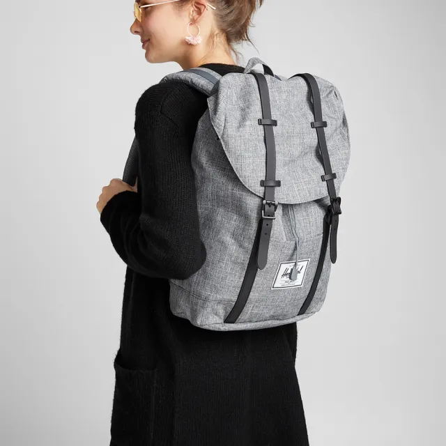 【Herschel】雙11 Retreat 大型 灰黑 橡膠帶 磁扣 耳機孔 厚筆電層 帆布 防潑水 背包 男包 女包