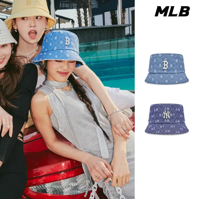 【MLB】牛仔丹寧漁夫帽 MONOGRAM系列(3AHTMD13N-多款任選)