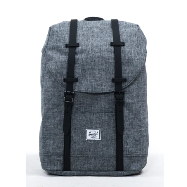 【Herschel】Retreat 中型 灰黑 橡膠帶 磁扣 耳機孔 厚筆電層 帆布 防潑水 背包 男包 女包