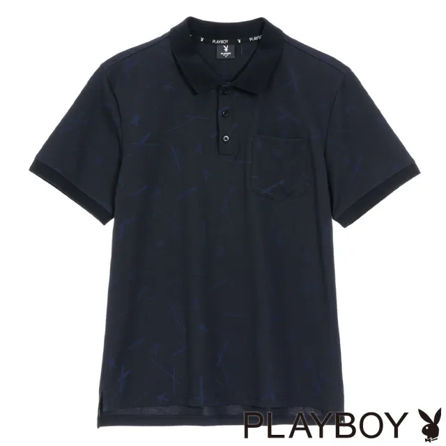 【PLAYBOY】幾何滿版POLO衫(深藍色)