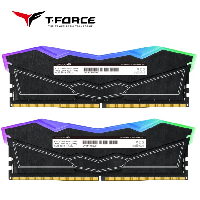 【Team 十銓】T-FORCE DELTA RGB 炫光 DDR5 7200 48GB 24Gx2 CL34 黑色 桌上型超頻記憶體