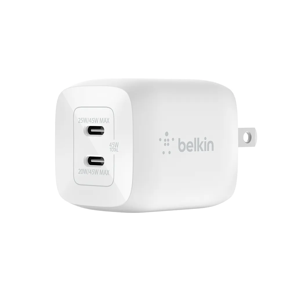 【BELKIN】45W雙孔充電器 Type-C(支援PPS)