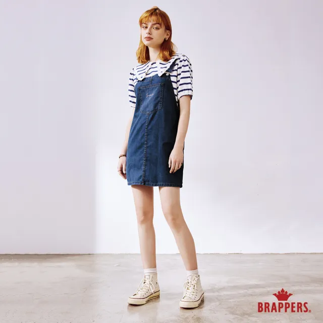 【BRAPPERS】女款 Boy friend系列-全棉牛仔吊帶短裙(深藍)