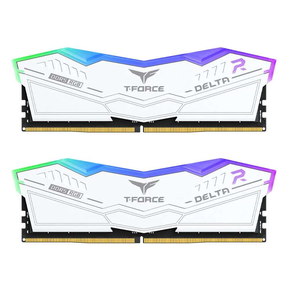 【Team 十銓】T-FORCE DELTA RGB 炫光 DDR5 7200 48GB 24Gx2 CL34 白色 桌上型超頻記憶體