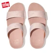 【FitFlop】LULU GLITZ SLIDES金屬亮粉造型雙帶涼鞋-女(玫瑰鹽)