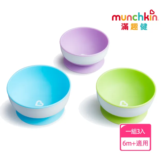 【munchkin】強力吸盤碗3入+感溫湯匙4入