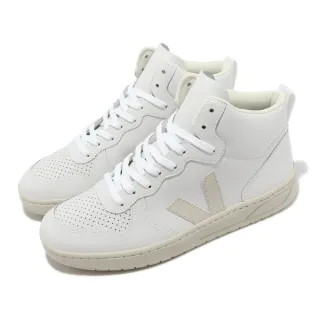 【VEJA】休閒鞋 V-15 Leather 男鞋 白 米白 高筒 小白鞋 百搭 皮革 法國小白鞋(VQ0201270B)