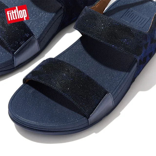 【FitFlop】LULU GLITZ BACK-STRAP SANDALS金屬亮粉後帶涼鞋-女(午夜藍)