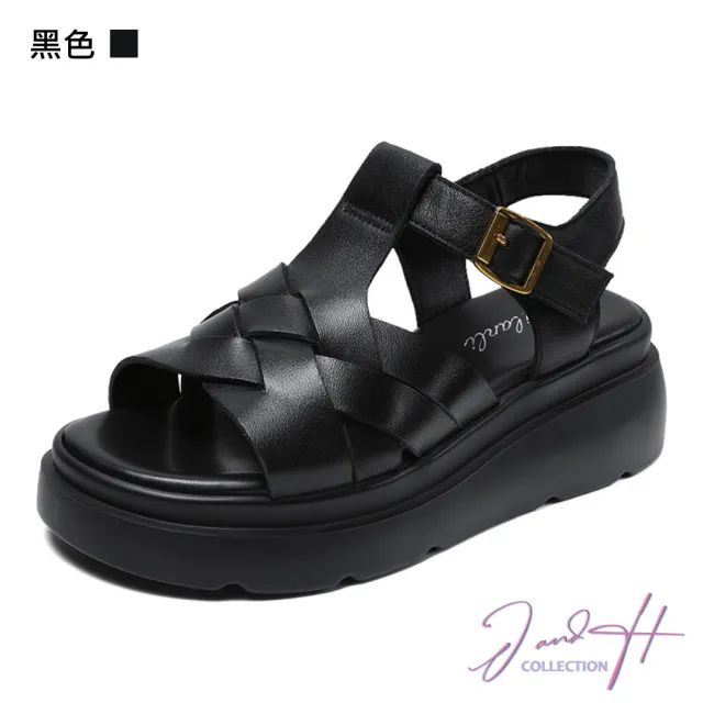 【J&H collection】真皮編織魔鬼氈鬆糕涼鞋(現+預 米色 / 黑色)