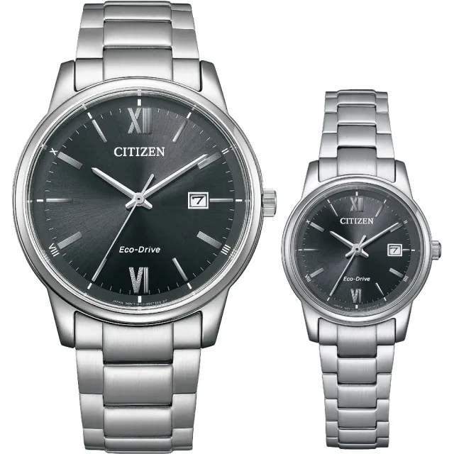 【CITIZEN 星辰】光動能情侶手錶 對錶-銀x黑 錶 生日禮 送禮(BM6978-77E+EW2318-73E)