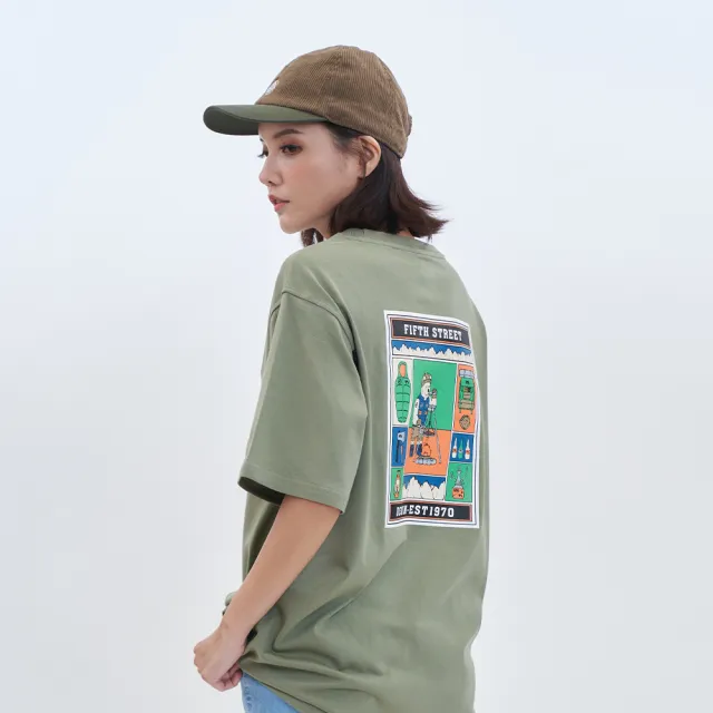 【5th STREET】中性 短t 短袖 上衣 t恤 TEE 綠色(570951)
