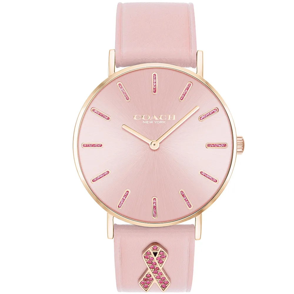 【COACH】乳癌防治限定款 時尚晶鑽腕錶-36mm(14503976)