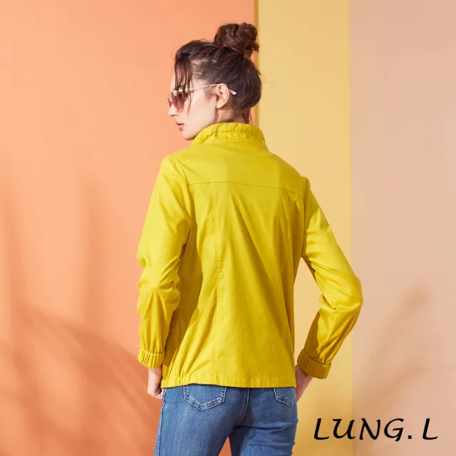 【LUNG.L 林佳樺】LM12C#亮麗黃撞色配件長袖拉鏈外套(女裝)