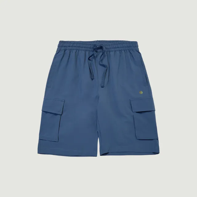 【Hang Ten】男裝-REGULAR FIT四面彈口袋抽繩吸濕排汗防曬短褲(深藍)