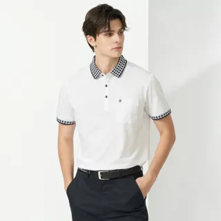 【pierre cardin 皮爾卡登】休閒服飾 男款 純絲光棉素色短袖polo衫-白色(5237215-90)