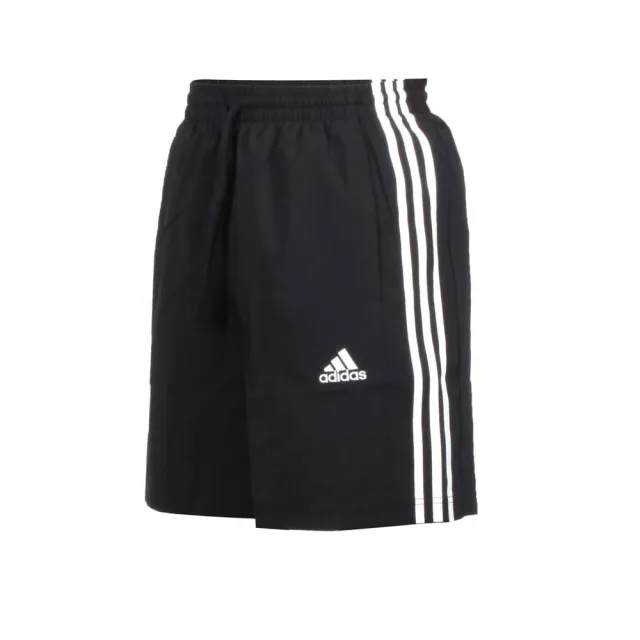 【adidas 愛迪達】男運動短褲-訓練 五分褲 針織 愛迪達 黑白(IC1484)