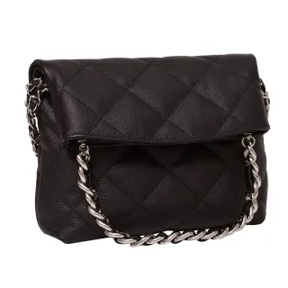 【Ann’S】百變造型-頂級牛皮真皮小香風澎澎大菱格包(黑)