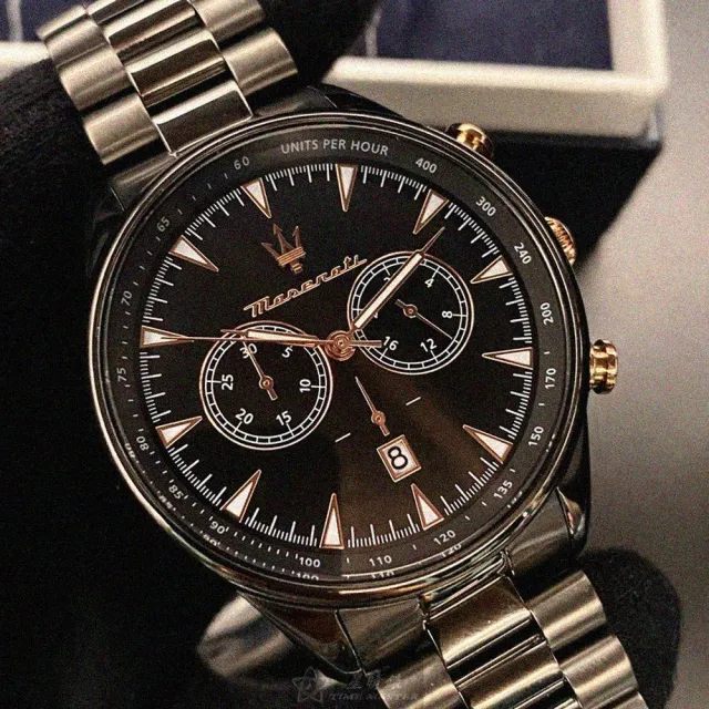【MASERATI 瑪莎拉蒂】雙11瑪莎拉蒂男錶型號R8873646001(黑色錶面黑錶殼深黑色精鋼錶帶款)