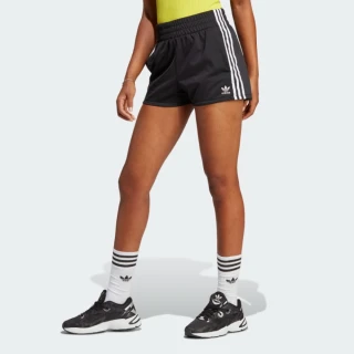 【adidas 愛迪達】3 STR Short 女 短褲 國際版 運動 經典 復古 三葉草 休閒 穿搭 黑白(IB7426)