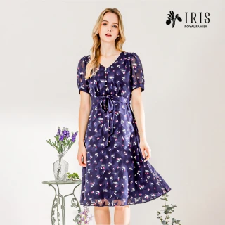 【IRIS 艾莉詩】高腰剪接印花洋裝-2色(32679)