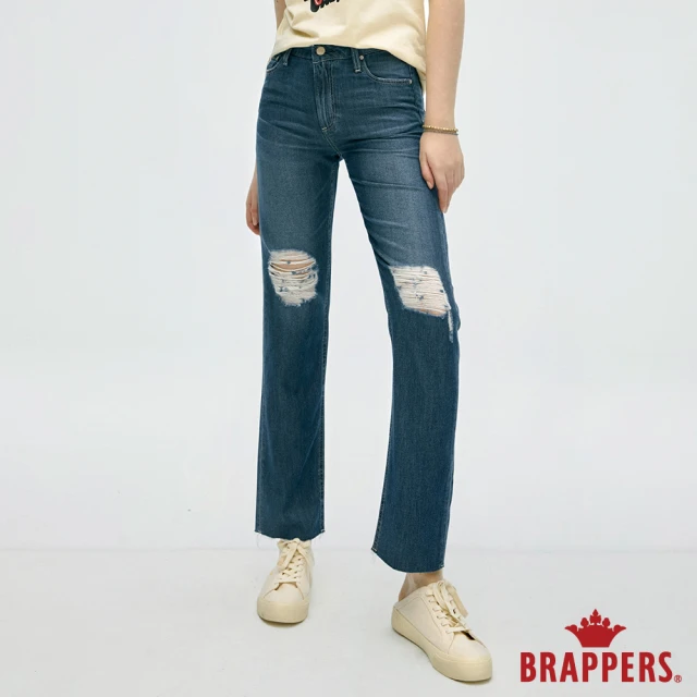 【BRAPPERS】女款 Boy friend系列-中腰天絲棉小直筒褲(深藍)