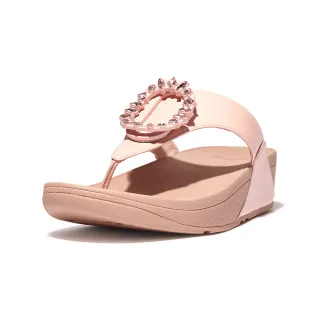 【FitFlop】LULU CRYSTAL-CIRCLET LEATHER TOE-POST SANDALS圓環水鑽造型夾脚涼鞋-女(玫瑰鹽)