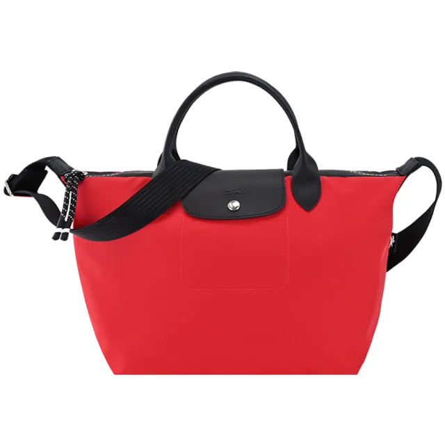 【LONGCHAMP】LE PLIAGE ENERGY系列再生尼龍短把手提/斜背兩用包(中/芙蓉紅)