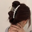 【JC Collection】氣質珍珠髮量盤髮抓夾鯊魚夾(金透明色)