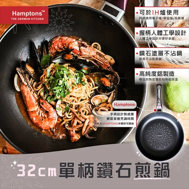 【Hamptons】單柄鑽石煎鍋 平底鍋 32cm