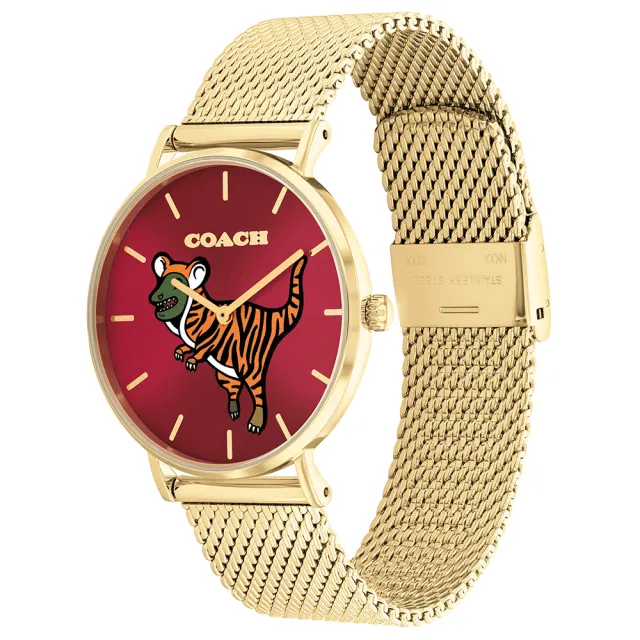 【COACH】官方授權經銷商 虎年紀念款 REXY恐龍米蘭帶石英錶-36mm 雙11 送禮(14503872)