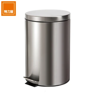 【特力屋】圓型緩降垃圾桶12L-不鏽鋼