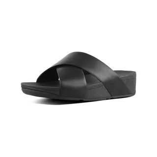 【FitFlop】LULU CROSS SLIDE SANDALS - LEATHER經典交叉涼鞋-女(黑色)