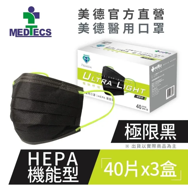 【MEDTECS 美德醫療】美德醫用口罩2盒(40片/盒) 暢快呼吸 6色任選(頂級室內清淨機的過濾效果！)