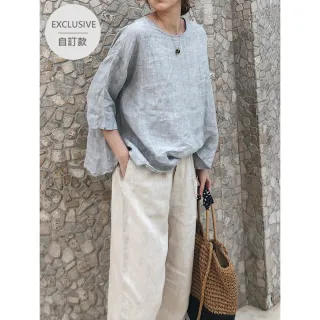 【JILLI-KO】慢生活-自訂款日系棉麻七分袖寬鬆廓形上衣-F(多款任選)