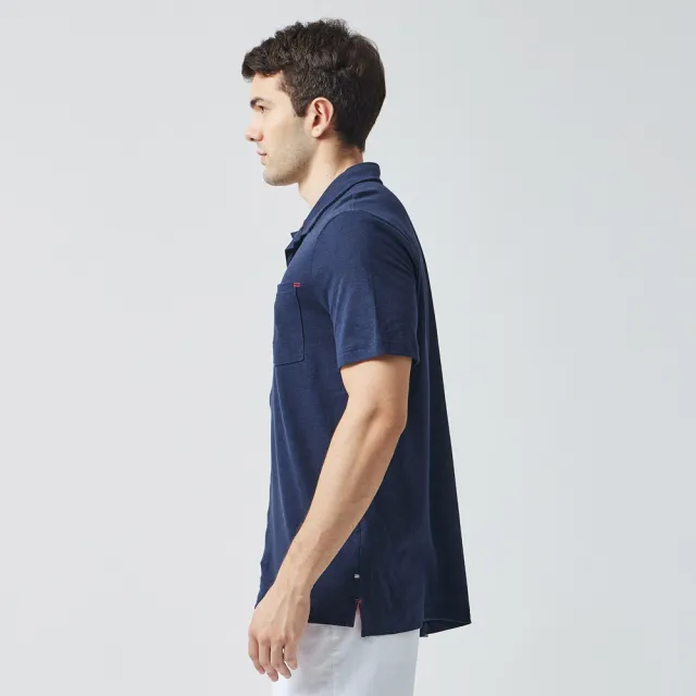 【NAUTICA】男裝 簡約素面休閒短袖POLO衫(深藍)