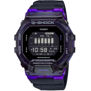 【CASIO 卡西歐】卡西歐G-SHOCK鬧鈴多時區藍芽智慧錶-黑紫(GBD-200SM-1A6)