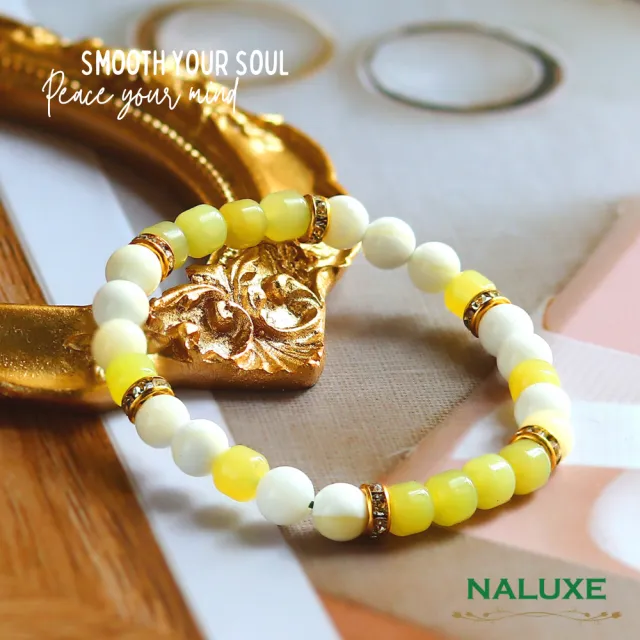 【Naluxe】金絲硨磲+岫玉桶珠計款開運手鍊(天然有機寶石、佛教七寶、避邪擋煞、七月必備)