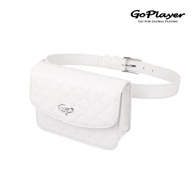【GoPlayer】女高爾夫萬用腰包皮帶-白.黑(高爾夫女用腰包 格紋腰包 休閒球包 皮帶腰包)