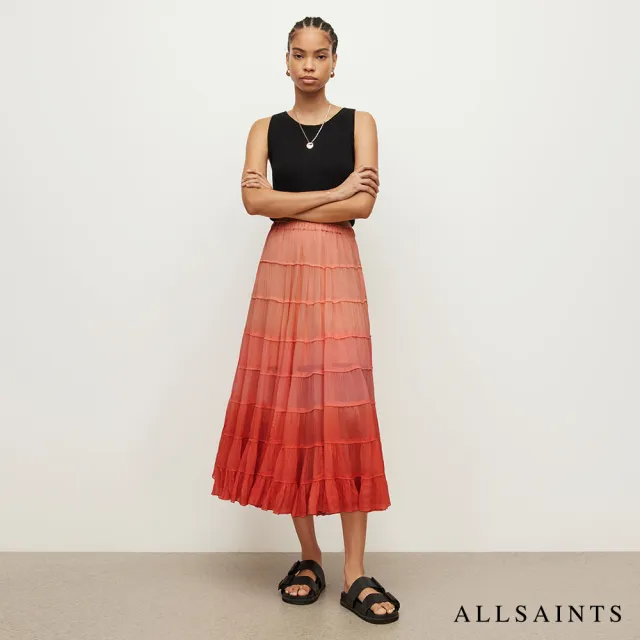 【ALLSAINTS】EVA 人造絲波西米亞印花中長裙 WS063W(常規版型)