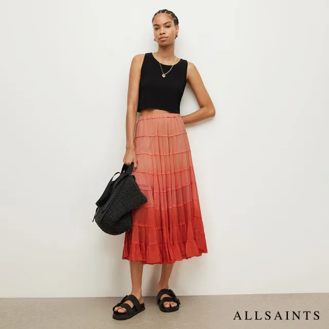 【ALLSAINTS】EVA 人造絲波西米亞印花中長裙 WS063W(常規版型)