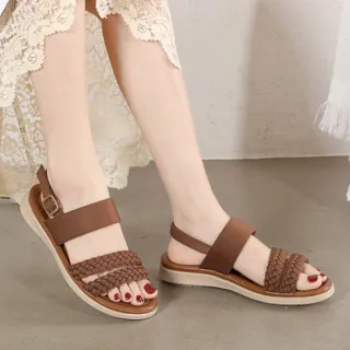 【LN】★復古雙條編織透氣舒適涼鞋(厚底/休閒/時尚/長腿/小白鞋)