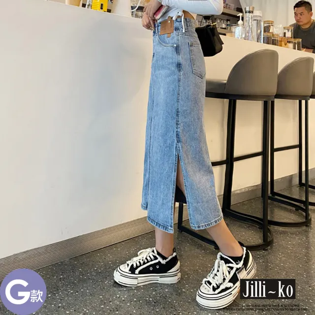 【JILLI-KO】韓版丹寧系列可調整開扣吊帶短裙 吊帶褲 牛仔裙 長裙-F(多款任選)