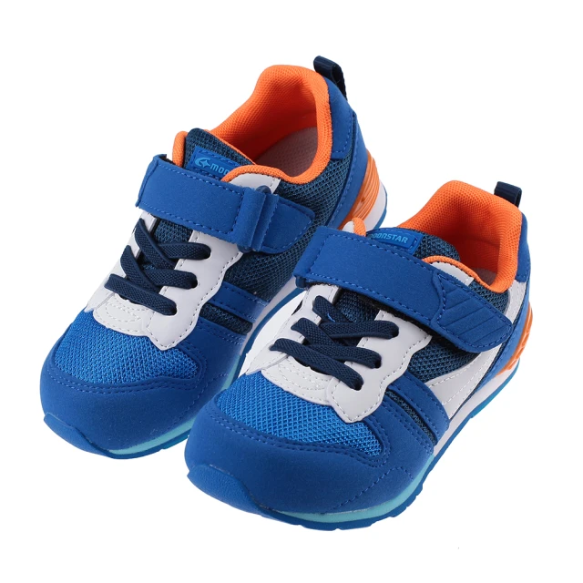 【MOONSTAR 月星】Moonstar日本Hi系列新藍橘色兒童機能運動鞋(I3A1S5B)