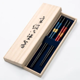【若狹塗】日本製 和紙黑龍 夫妻筷 筷子 日本筷子(2入禮盒組)