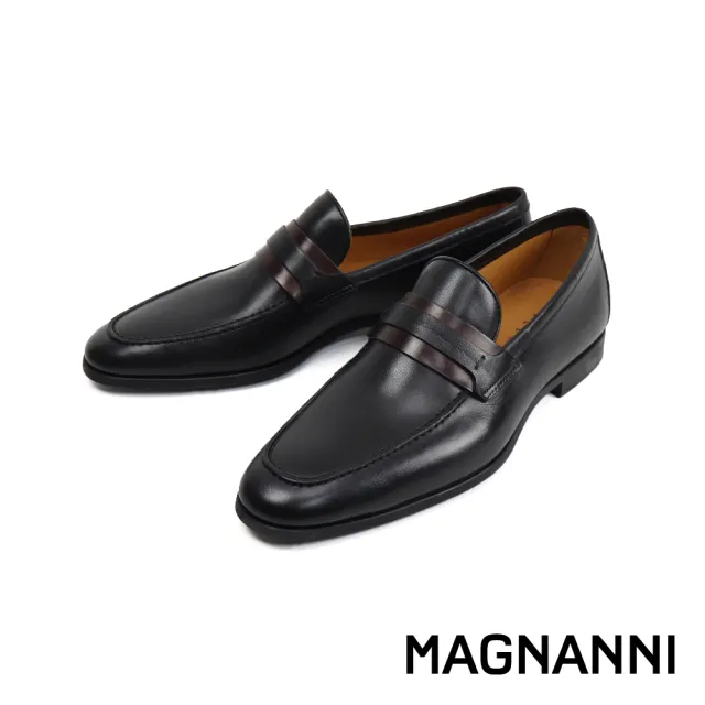 【MAGNANNI】西班牙手工典雅便士樂福鞋 黑色(23822-BL)